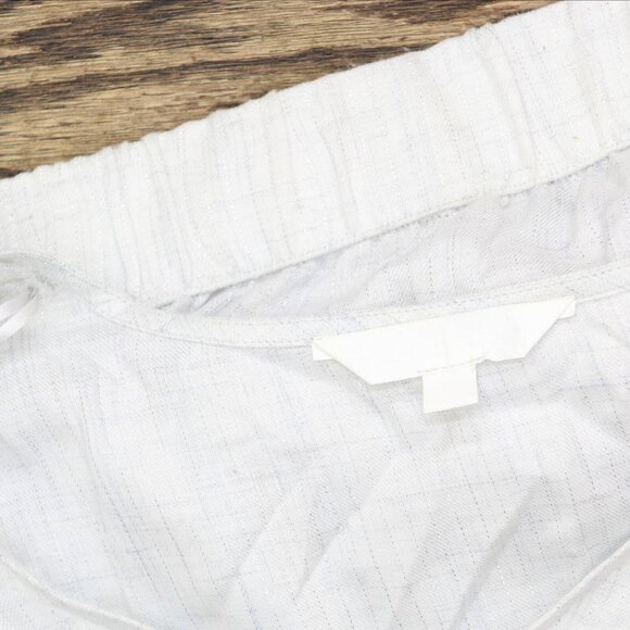 NEW Womens Bell Sleeve Tie Front Blouse Shirt Top White Lurex See Measurements - Picture 3 of 4